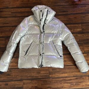 SAM. Metallic Silver Women's Puffer Jacket size Small